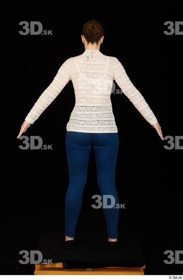 Whole Body Woman Shirt Jeans Average Standing Studio photo references