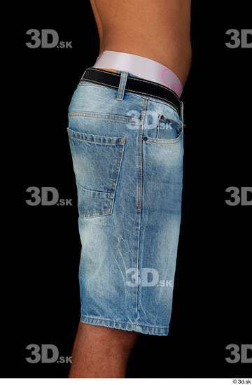 Hips Man Black Jeans Shorts Slim Studio photo references