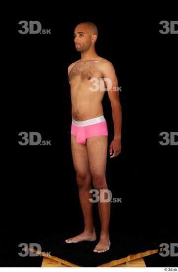 Whole Body Man Black Underwear Slim Standing Studio photo references