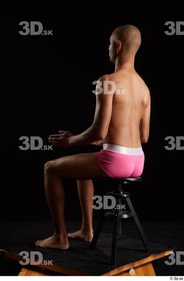 Whole Body Man Black Slim Sitting Studio photo references