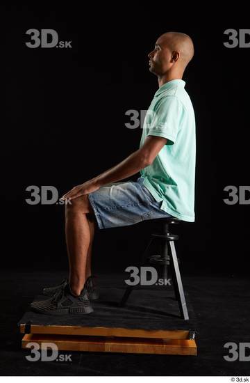 Whole Body Man Black Slim Sitting Studio photo references