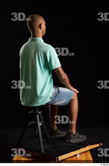 Whole Body Man Black Slim Sitting Studio photo references