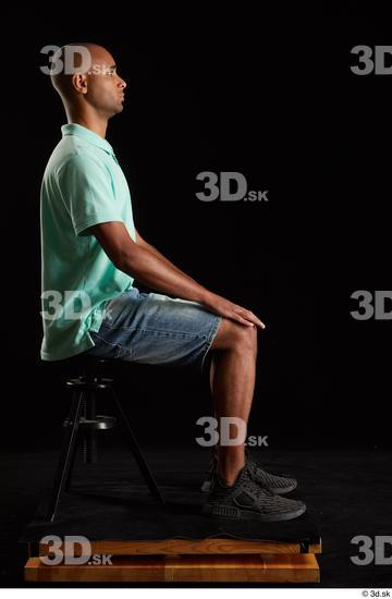 Whole Body Man Black Slim Sitting Studio photo references