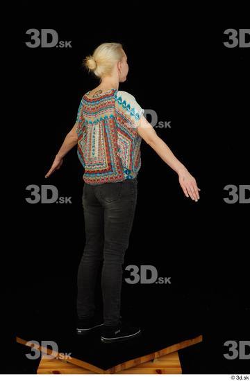 Whole Body Woman White Jeans Blouse Average Standing Studio photo references