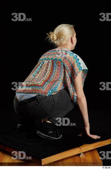 Whole Body Woman White Average Kneeling Studio photo references