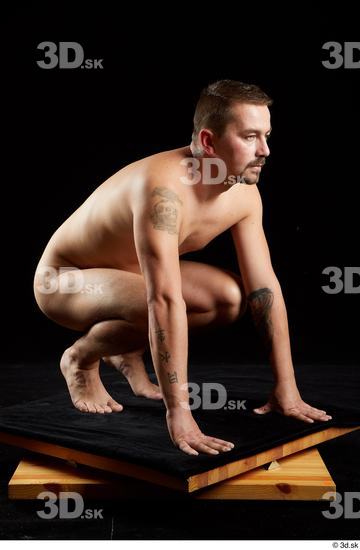 Whole Body Man White Nude Average Kneeling Studio photo references