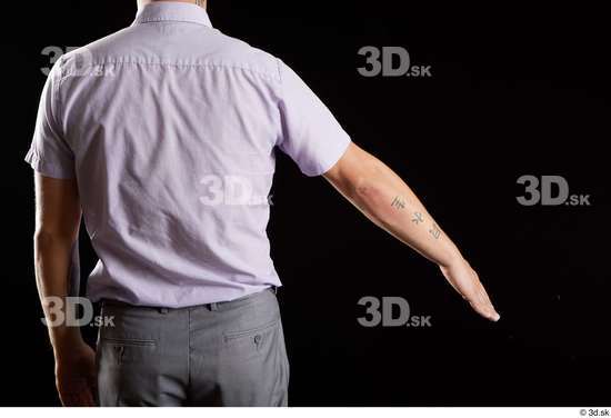 Arm Back Man White Shirt Average Studio photo references