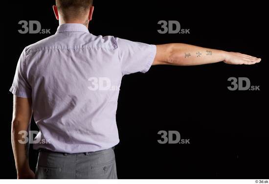 Arm Back Man White Shirt Average Studio photo references