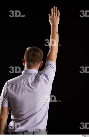 Arm Back Man White Shirt Average Studio photo references