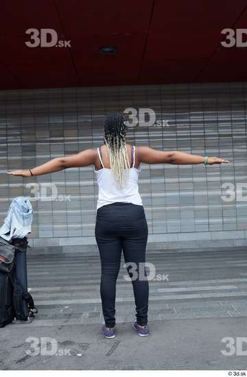 Whole Body Woman T poses Black Casual Chubby Standing Street photo references