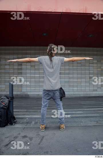 Whole Body Man T poses White Casual Slim Standing Street photo references