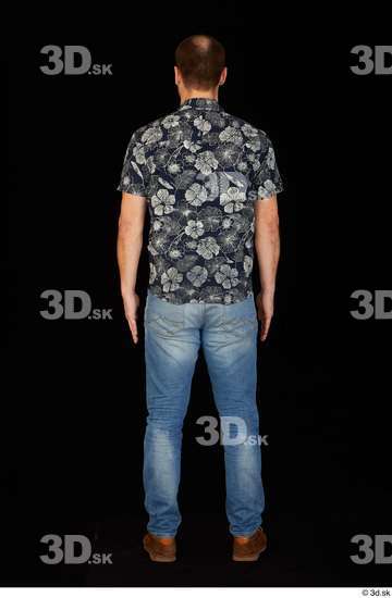 Whole Body Man White Casual Shoes Shirt Jeans Slim Standing Studio photo references