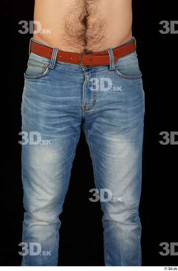 Thigh Hips Man White Casual Jeans Belt Slim Studio photo references