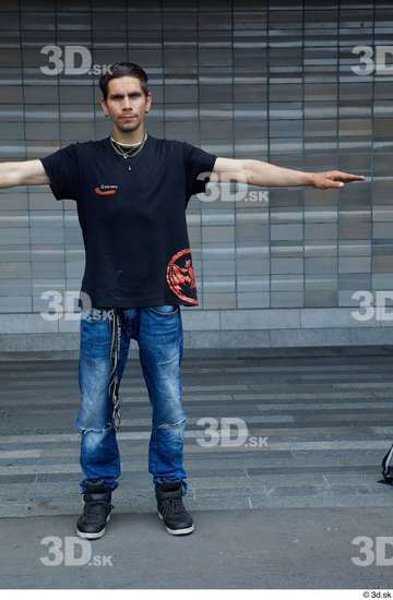 Whole Body Man T poses White Casual Slim Standing Street photo references