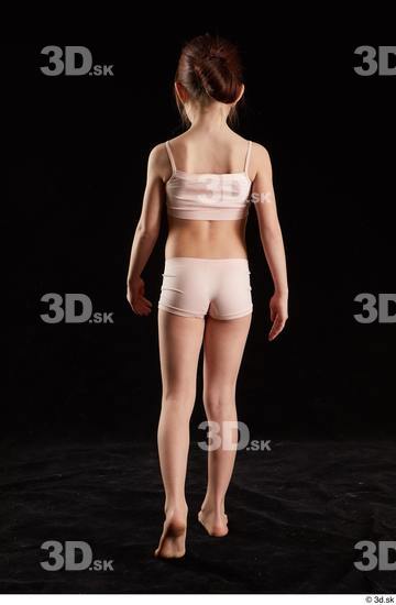 Whole Body Back Woman White Underwear Slim Walking Studio photo references