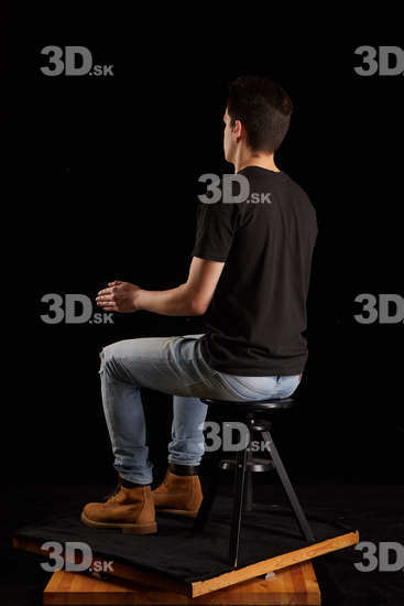 Whole Body Man White Slim Sitting Studio photo references