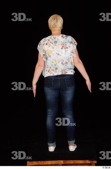 Whole Body Woman White Shoes Jeans Chubby Standing Top Studio photo references