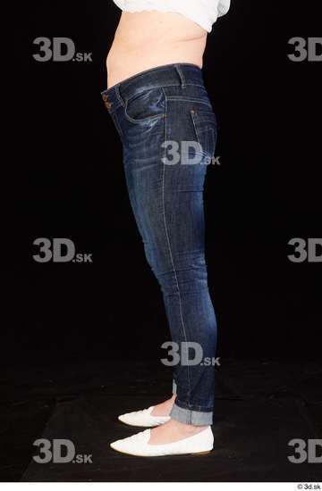 Leg Woman White Shoes Jeans Chubby Studio photo references