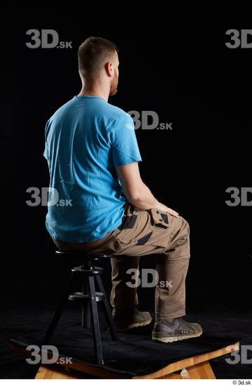 Whole Body Man White Shoes Shirt Trousers Average Sitting Studio photo references