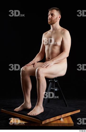 Whole Body Man White Nude Average Sitting Studio photo references