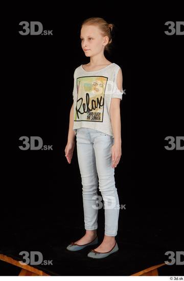 Whole Body Woman Shoes Shirt Jeans Slim Standing Studio photo references