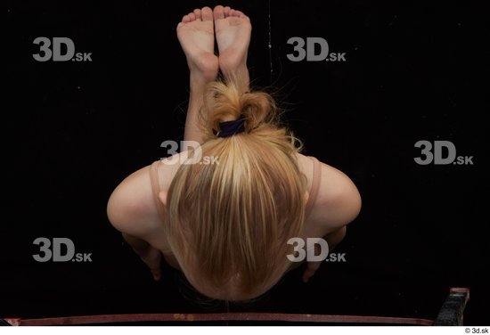 Whole Body Woman Slim Kneeling Top Studio photo references