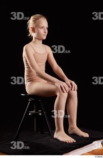 Whole Body Woman Underwear Slim Sitting Studio photo references