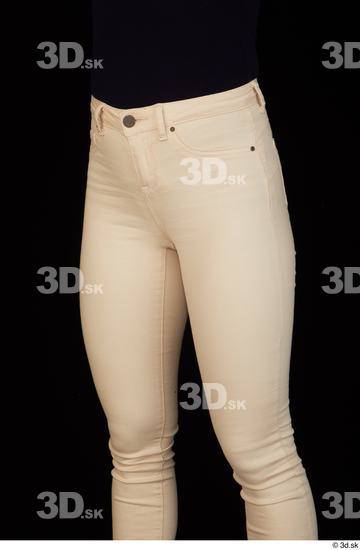 Thigh Hips Woman White Casual Jeans Slim Pregnant Studio photo references