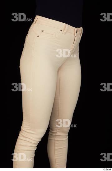 Thigh Hips Woman White Casual Jeans Slim Pregnant Studio photo references