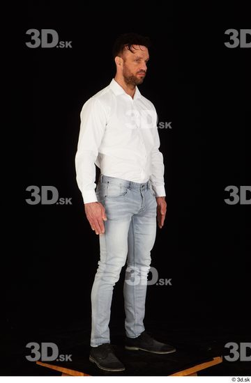 Whole Body Man White Shoes Shirt Jeans Muscular Standing Studio photo references