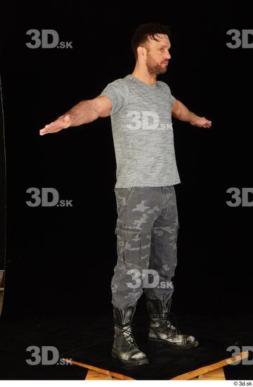 Whole Body Man T poses White Casual Shirt Trousers Muscular Standing Studio photo references