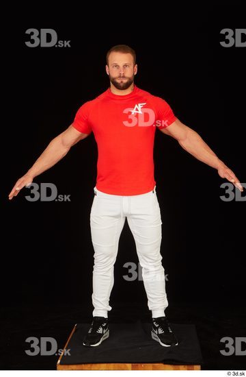 Whole Body Man White Shirt Pants Muscular Standing Studio photo references