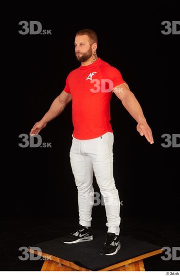 Whole Body Man White Shirt Pants Muscular Standing Studio photo references