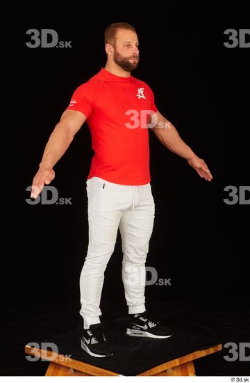 Whole Body Man White Shirt Pants Muscular Standing Studio photo references