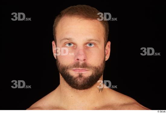 Head Man White Muscular Bearded Studio photo references