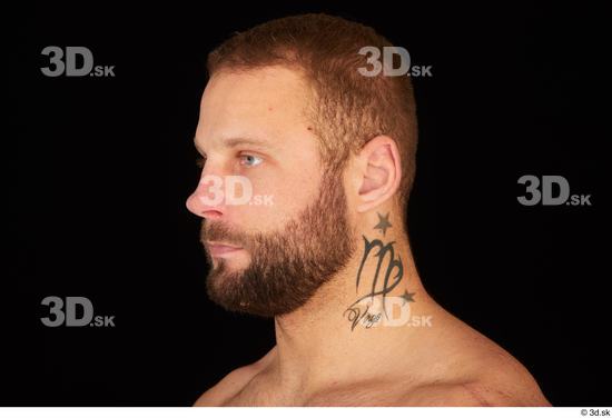 Head Man White Muscular Bearded Studio photo references