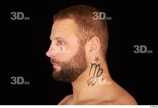 Head Man White Muscular Bearded Studio photo references