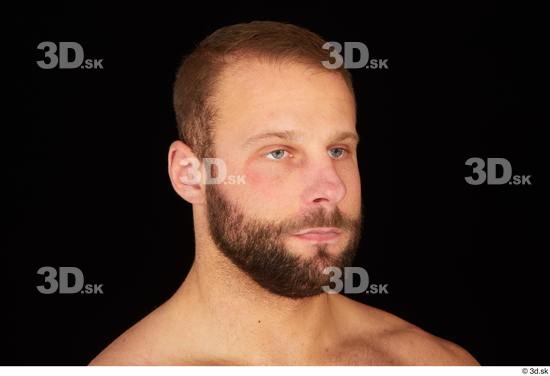 Head Man White Muscular Bearded Studio photo references