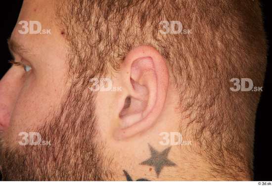 Ear Man White Muscular Studio photo references