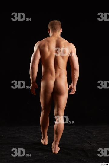 Whole Body Back Man White Nude Muscular Walking Studio photo references