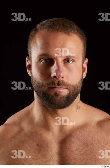 Head Man White Muscular Bearded Studio photo references