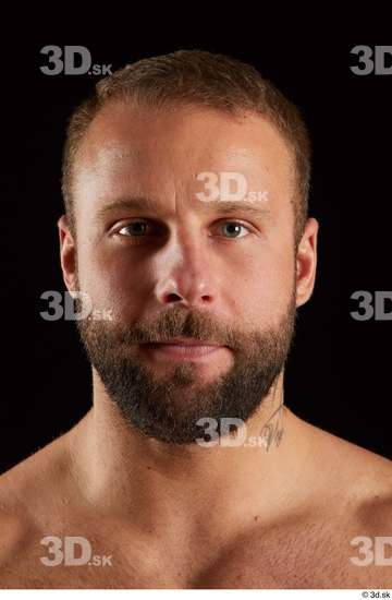 Head Man White Muscular Bearded Studio photo references