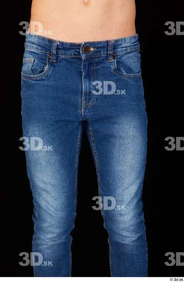 Thigh Man White Casual Jeans Slim Studio photo references