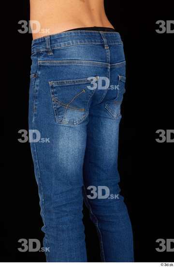 Thigh Man White Casual Jeans Slim Studio photo references