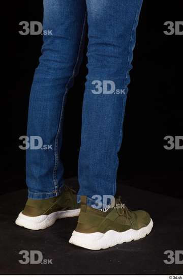 Calf Man White Casual Jeans Slim Studio photo references