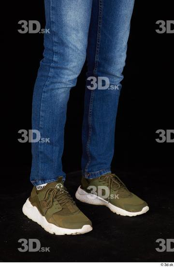 Calf Man White Casual Jeans Slim Studio photo references