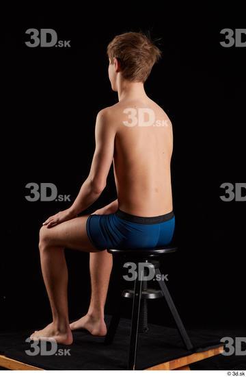 Whole Body Man White Underwear Slim Sitting Studio photo references