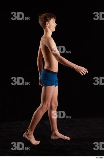 Whole Body Man White Underwear Slim Walking Studio photo references