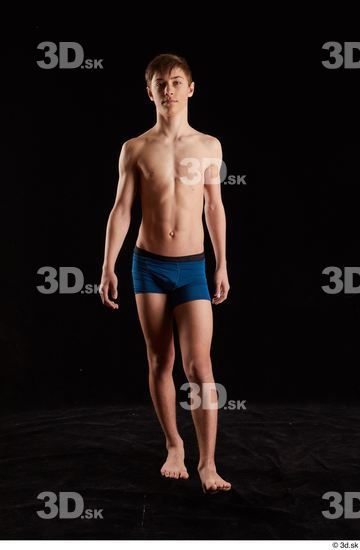 Whole Body Man White Underwear Slim Walking Studio photo references