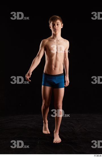 Whole Body Man White Underwear Slim Walking Studio photo references